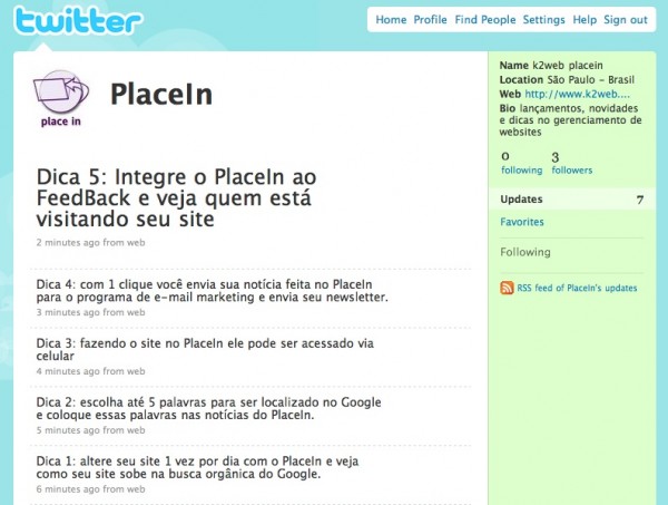 Veja as dicas mais quentes do PlaceIn no Twitter